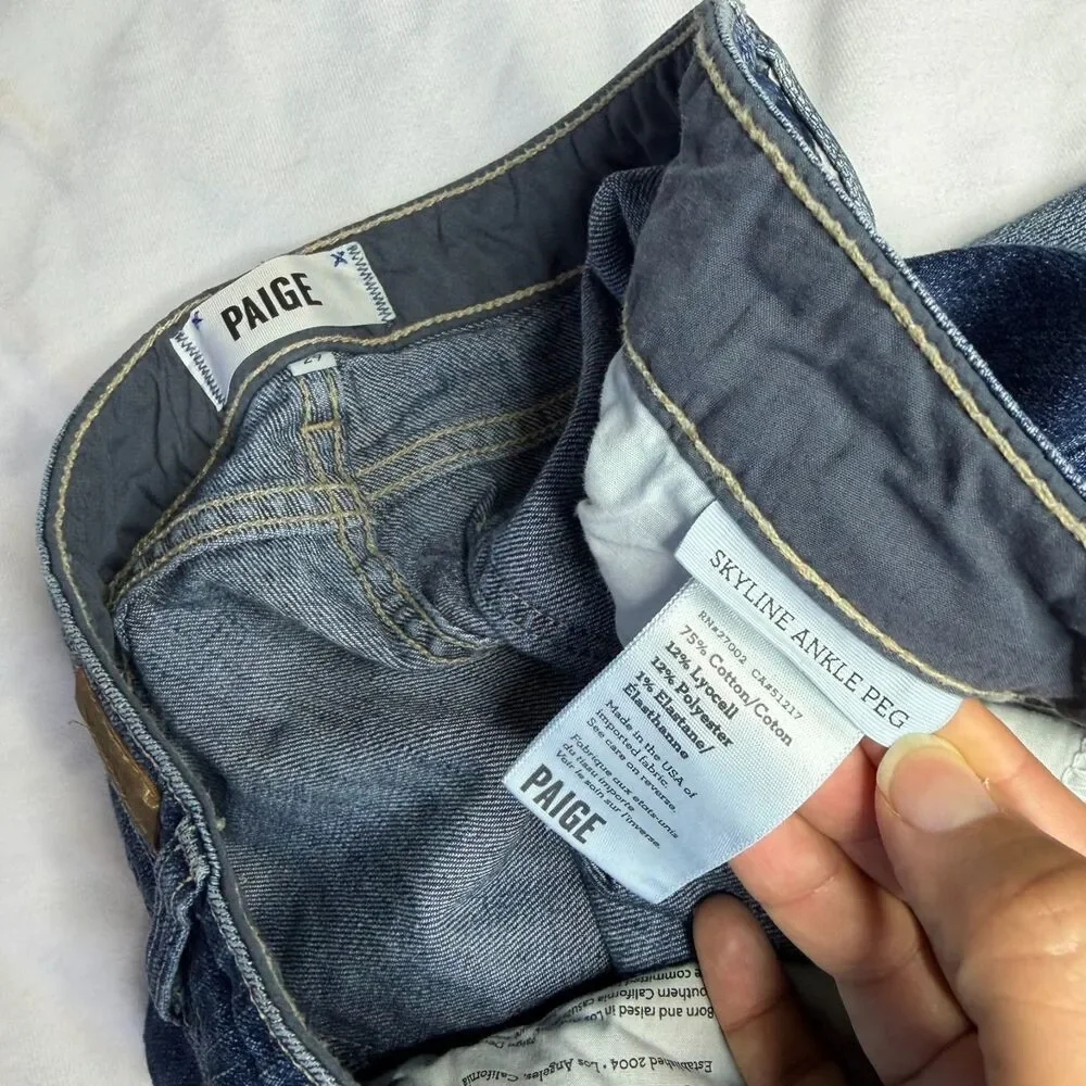 PAIGE Women's Distressed Mid-Rise Skinny Leg Cotton Denim Jeans Size 29